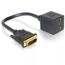   DeLock DVI-D (Dual Link) (24+1) male to 2x HDMI female Adapter