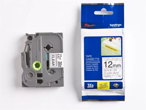 Brother TZE-S131 laminált P-touch szalag (12mm) Black on Clear - 8m