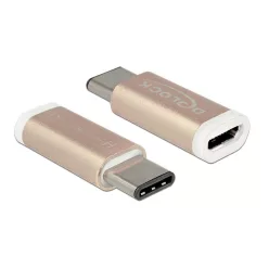   DeLock Adapter USB 2.0 Micro-B female > USB Type-C 2.0 male coppery