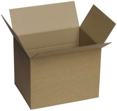 Hullámkarton doboz P4, tetőfenék lapolt 3 rétegű, B hullám, 300x260x210mm 140mm-nél bígelt, nyomtatott