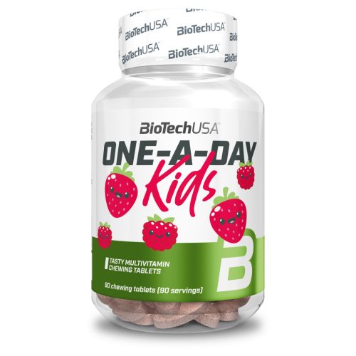 Biotech one a day kids eper-málna rágótabletta 90 db