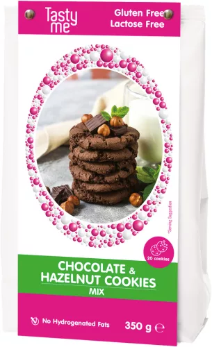 Tasty Me glutén- és laktózmentes csokis mogyorós keksz  350 g