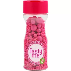   Tasty Me gluténmentes cukorgyöngy tortadekor mix málnarózsaszín 70 g