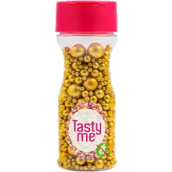   Tasty Me gluténmentes metallic pearls tortadekor mix antik arany 75 g