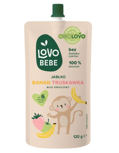 Lovo Bebe gyümölcspüré 6 hónapos kortól alma-eper-banán 120 g