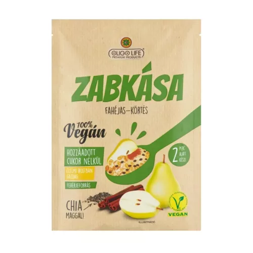 Oligolife vegán zabkása körte fahéj édesítőszerekkel 65 g