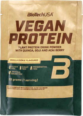 Biotech vegan protein vaníliás sütemény ízű fehérje italpor 25 g