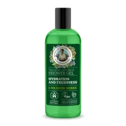   Babushka Agafia bio tusfürdő gél hidratáló és frissítő 5 mezei gyógynövénnyel 260 ml