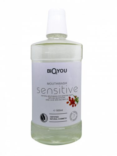Bio2you natúr szájvíz sensitive aloe vera, homoktövis, mentaolaj és zsálya kivonattal 500 ml