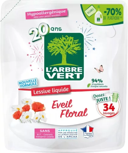 Larbre vert folyékony mosószer utántöltő virág illattal 30 mosás 1530 ml