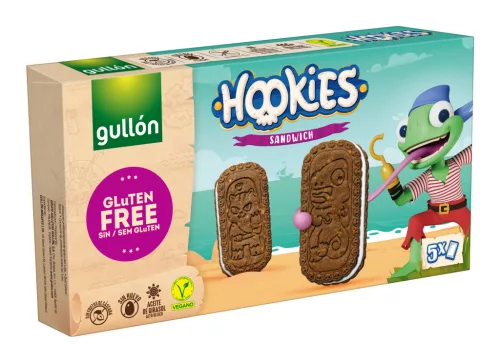 Gullón hookies gluténmentes kakaós szendvicskeksz krém töltelékkel 230 g