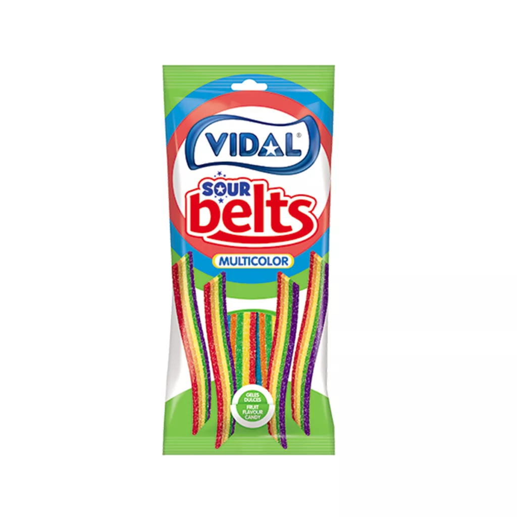 Vidal gumicukor sour rainbow belts 90 g - Delfinbúvár Vegyes