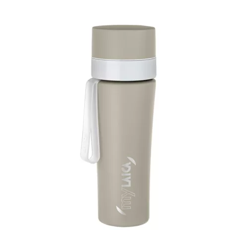 Laica mylaica rozsdamentes matt bézsre festett fast disk rendszerű vízszűrő kulacs pánttal 0,55 literes 1 db