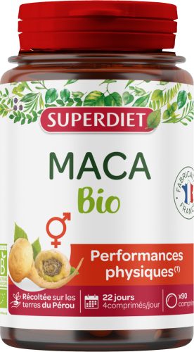 Superdiet maca tabletta a fizikai és szellemi teljesítmény, vitalitás támogatására 90 db