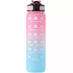 Motivációs sport kulacs 1000 ml, rózsaszín/kék