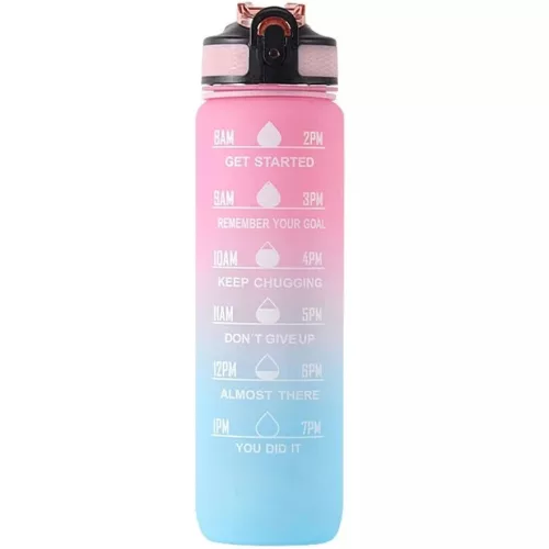 Motivációs sport kulacs 1000 ml, rózsaszín/kék
