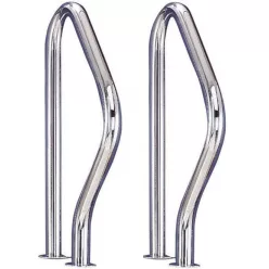   Medence korlát, AISI316L, 795 x 490 mm, ezüst, rozsdamentes acél, polírozott, karimás rögzítés, 1 pár