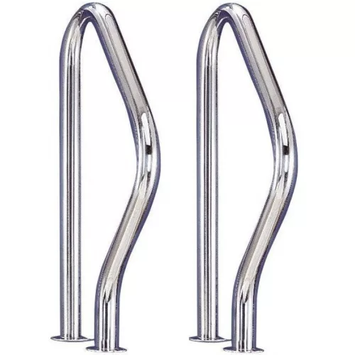 Medence korlát, AISI316L, 795 x 490 mm, ezüst, rozsdamentes acél, polírozott, karimás rögzítés, 1 pár