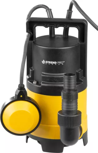 Elektromos iszapszivattyú, Strend Pro Garden ZSPW400-D, sárga/fekete, 400 W, 10 m kábel, maximális emelőmagasság: 5 m, 133 l/perc, szennyvízhez, úszókapcsolós, 35 mm szemcseméretig