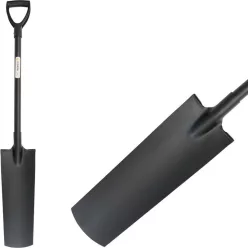   Ásó, Strend Pro Garden, keskeny fej, fekete, acél fej, acél nyél, D markolat, csatornázó