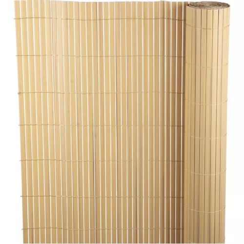 Lamellás kerítés, Strend Pro Garden Ence DF13, bambusz hatású, 100 cm x 3 m, PVC lamellák, 1300 g/m2, UV-álló, árnyékoló