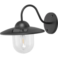   Napelemes fali lámpa, Strend Pro Garden, fekete, 23,5 × 18 × 20 cm, 1 LED, kültéri, műanyag, akkumulátoros, automatikus kapcsolás