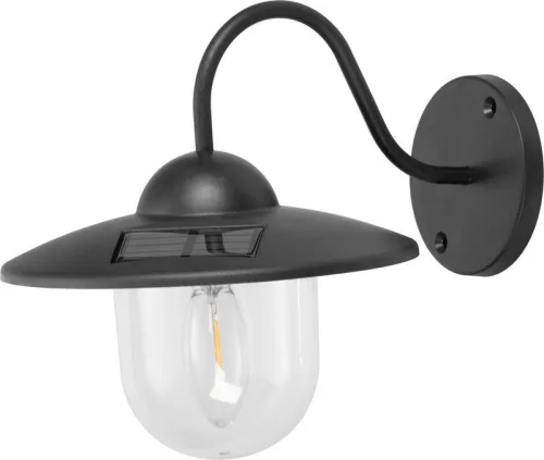 Napelemes fali lámpa, Strend Pro Garden, fekete, 23,5 × 18 × 20 cm, 1 LED, kültéri, műanyag, akkumulátoros, automatikus kapcsolás