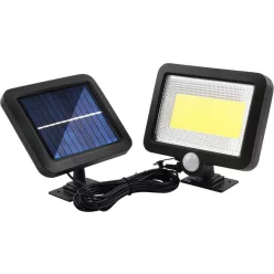   Napelemes fali lámpa, Strend Pro Garden, fekete, 15 x 12,7 x 2,5 cm, 100 LED, 180 lm, 7000 K, mozgásérzékelős, kültéri, műanyag