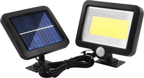 Napelemes fali lámpa, Strend Pro Garden, fekete, 15 x 12,7 x 2,5 cm, 100 LED, 180 lm, 7000 K, mozgásérzékelős, kültéri, műanyag
