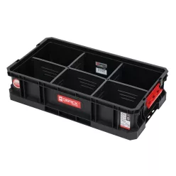   Szerszámosdoboz, Qbrick Patrol System Two Box 100 Flex, 53 × 29,5 × 13 cm, fekete, 14,3 l, moduláris, 5 állítható válaszfallal, strapabíró