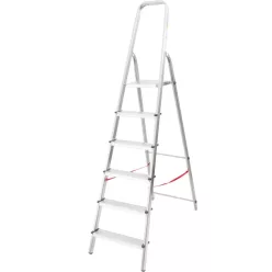   Festőlétra, StrendPro D6, 6 fokos, alumínium, 119 cm, ezüst, összecsukható, csúszásmentes kivitel