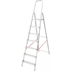   Festőlétra, StrendPro D7, 7 fokos, alumínium, 140 cm, ezüst, összecsukható, csúszásmentes kivitel