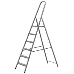   Festőlétra, Strend Pro ST-D6, 6 fokos, acél, 120 cm, szürke, összecsukható stabil kivitel