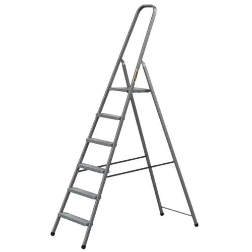 Festőlétra, Strend Pro ST-D6, 6 fokos, acél, 120 cm, szürke, összecsukható stabil kivitel