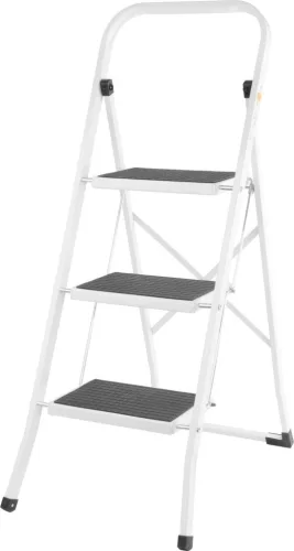 Festőlétra, Strend Pro LFD110, 3 fokos, 70cm, fehér, acél, csúszásgátlós, összecsukható