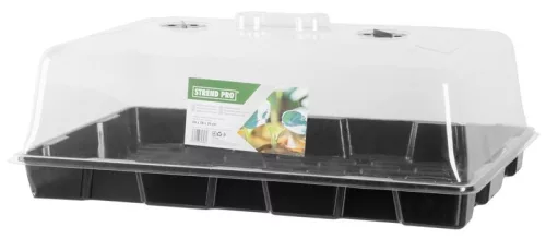 Melegágy, Strend Pro Garden Herrison P2007, fekete, 58 x 38 x 20 cm, átlátszó fedél, palántaneveléshez, mini