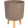 Műanyag virágcserép, Strend Pro Garden, kávépor, átmérő: 30 cm, magasság: 37 cm, fa lábakkal, 15,5 l, kerek