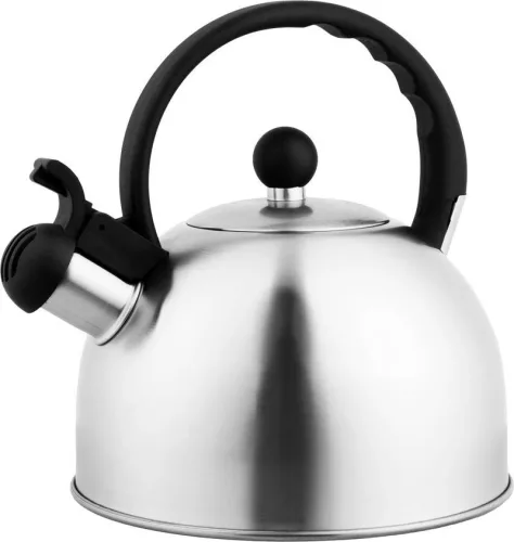 Teáskanna, MagicHome, 2500 ml, ezüst, sípoló, rozsdamentes acél, indukciós kompatibilis, elektromos, gáz, kerámia és halogén főzőlappal használható