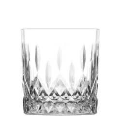   Whiskys pohár készlet, LAV Odin, 330 ml, 6 db, 8,4 × 9,1 cm, átlátszó, üveg, szilárd talp, ergonomikus forma