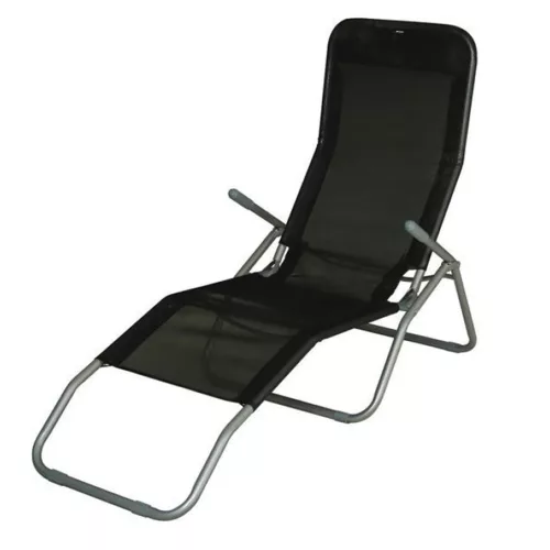 Strend Pro Jamaica napozóágy, 140 x 60 x 95 cm, fekete, összecsukható fémvázas kialakítás, állítható pozícióval, légáteresztő hálós fekvőfelülettel