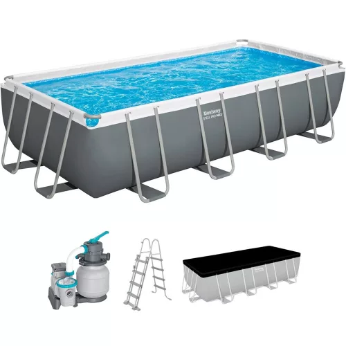 BESTWAY Power Steel csővázas medence szett, 549 × 274 × 122 cm, homokszűrős, létrával, takaróponyvával (56466)