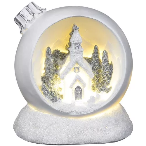MagicHome karácsonyi dekoráció, karácsonyi gömb, melegfehér LED, 10,5 x 9 x 11 cm