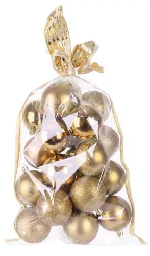 MagicHome karácsonyi gömbök, 20 db, 6 cm, arany, karácsonyfára