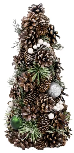 MagicHome műfenyő, natúr, zöld gömbökkel, 47 cm