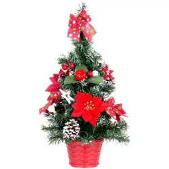 MagicHome műfenyő, feldíszített, piros, 41 cm