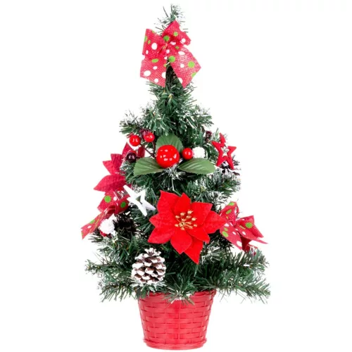 MagicHome műfenyő, feldíszített, piros, 41 cm