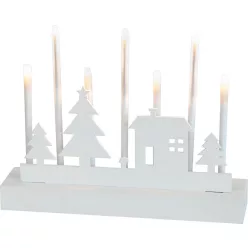   karácsonyi dekoráció, gyertyatartó, 8 db melegfehér LED, MDF, 2 db AA elemmel működő, 24 x 5, 5 x 18 cm, beltéri (TC8091778)