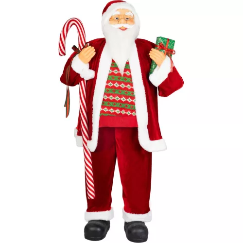 MagicHome karácsonyi dekoráció, Mikulás ajándékokkal, piros, 120 cm