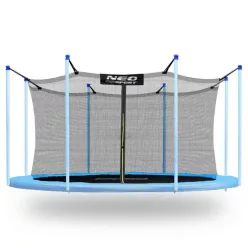   Trambulin belső védőháló, Neo-Sport 1823, átmérő: 374 cm, magasság: 180 cm, 8 oszlophoz, polietilén, cipzáras bejárat