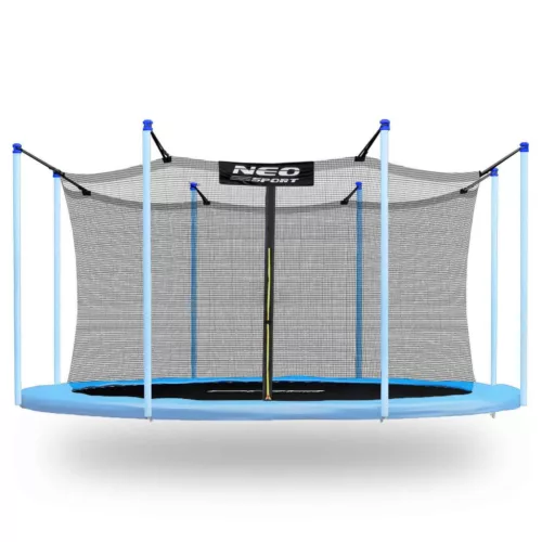 Trambulin belső védőháló, Neo-Sport 1823, átmérő: 374 cm, magasság: 180 cm, 8 oszlophoz, polietilén, cipzáras bejárat